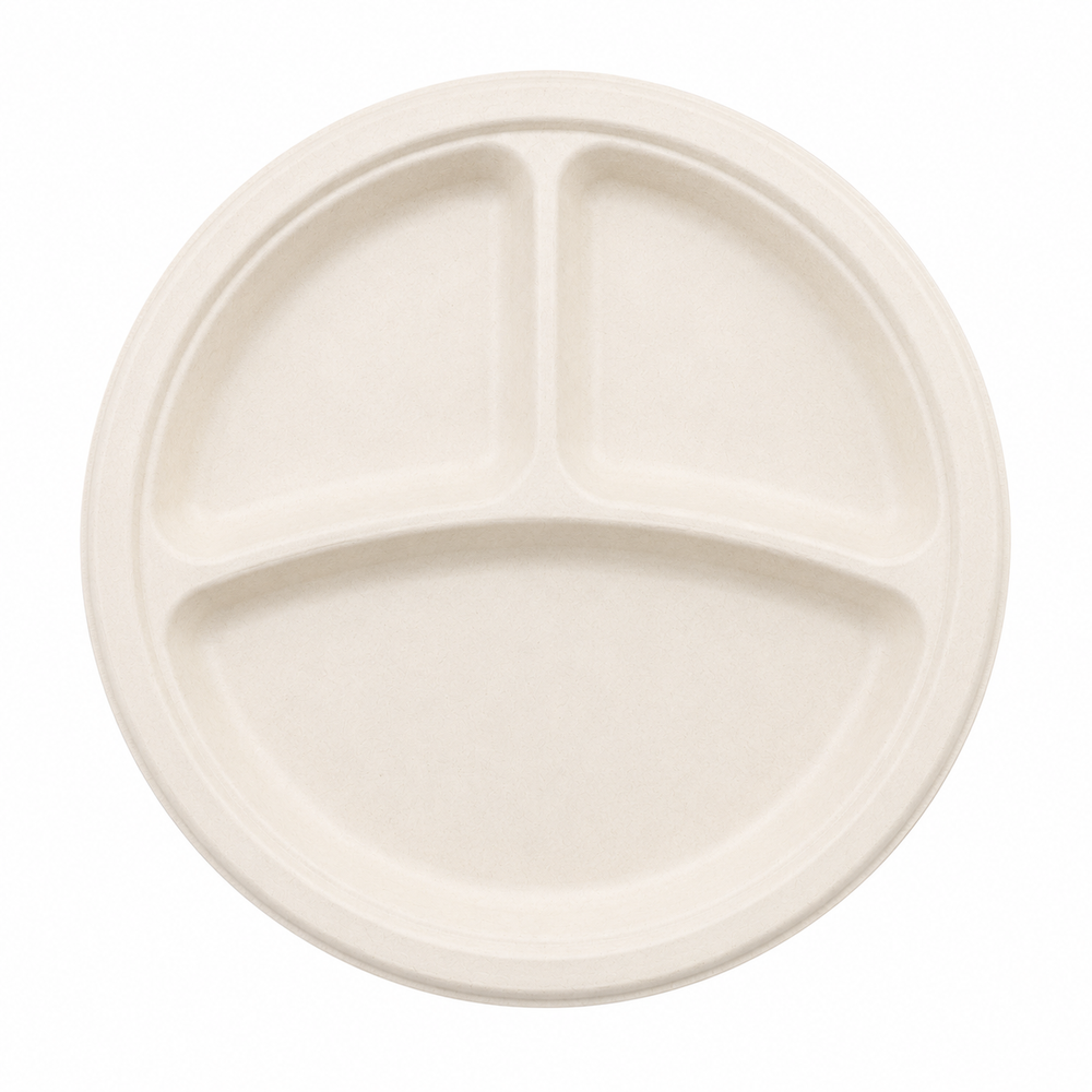Sugarcane Plates — 10 in, 3 Compartments