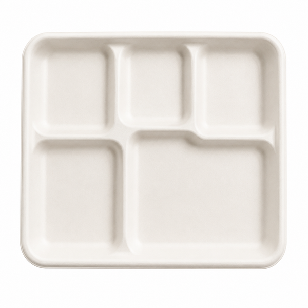 Sugarcane Serving Tray β 5 Compartments