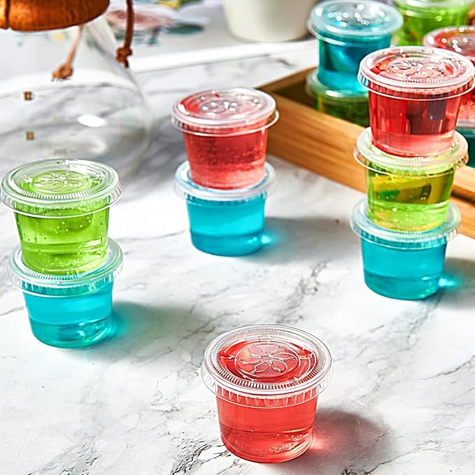 4 oz Disposable Plastic Portion Cups with lid 2500 set