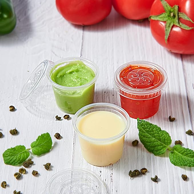 4 oz Disposable Plastic Portion Cups with lid 2500 set