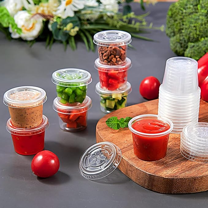 4 oz Disposable Plastic Portion Cups with lid 2500 set