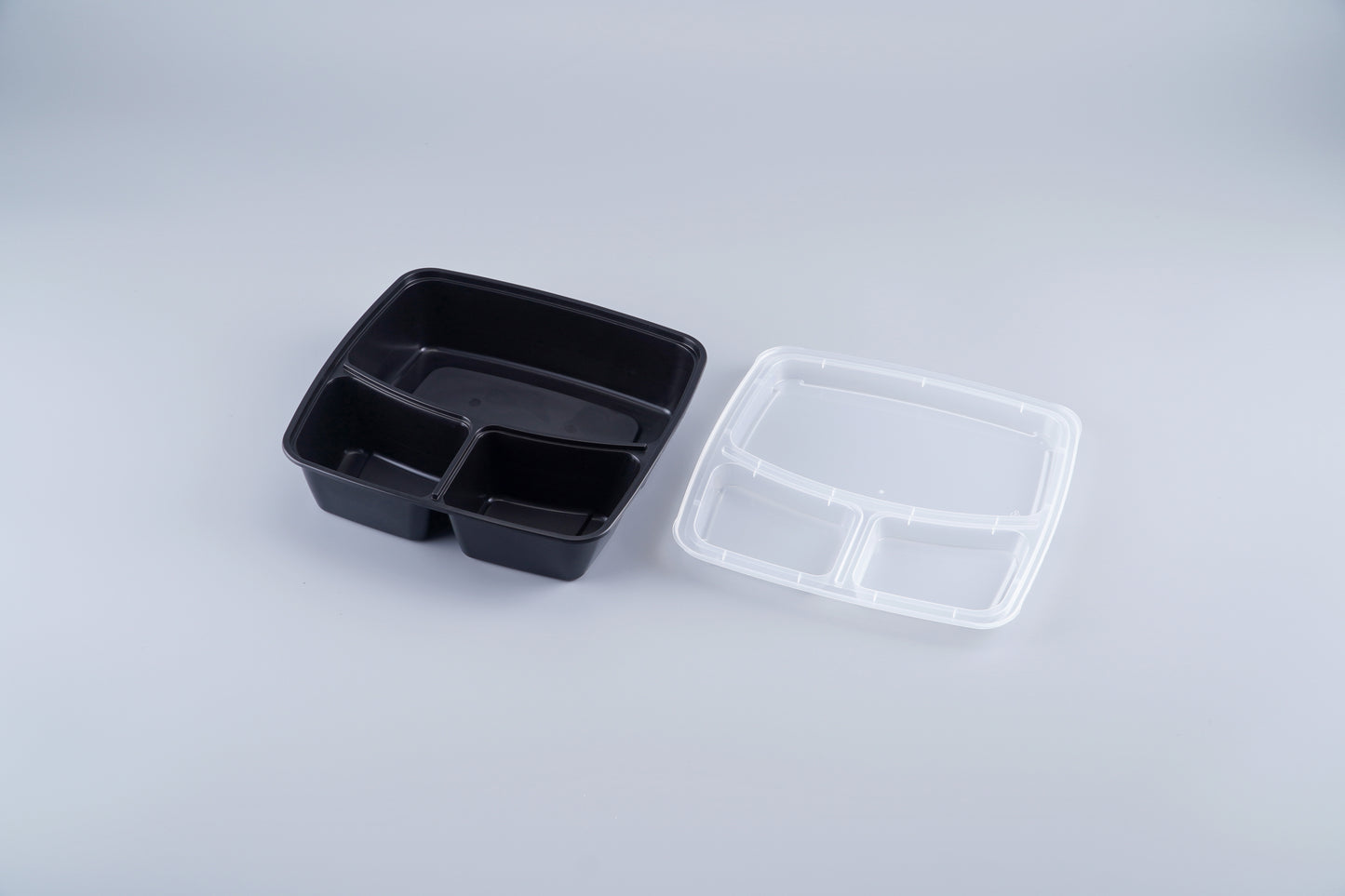 48 oz Rectangular 3 component  Microwavable Heavy Weight Container with Lid - 150/Case