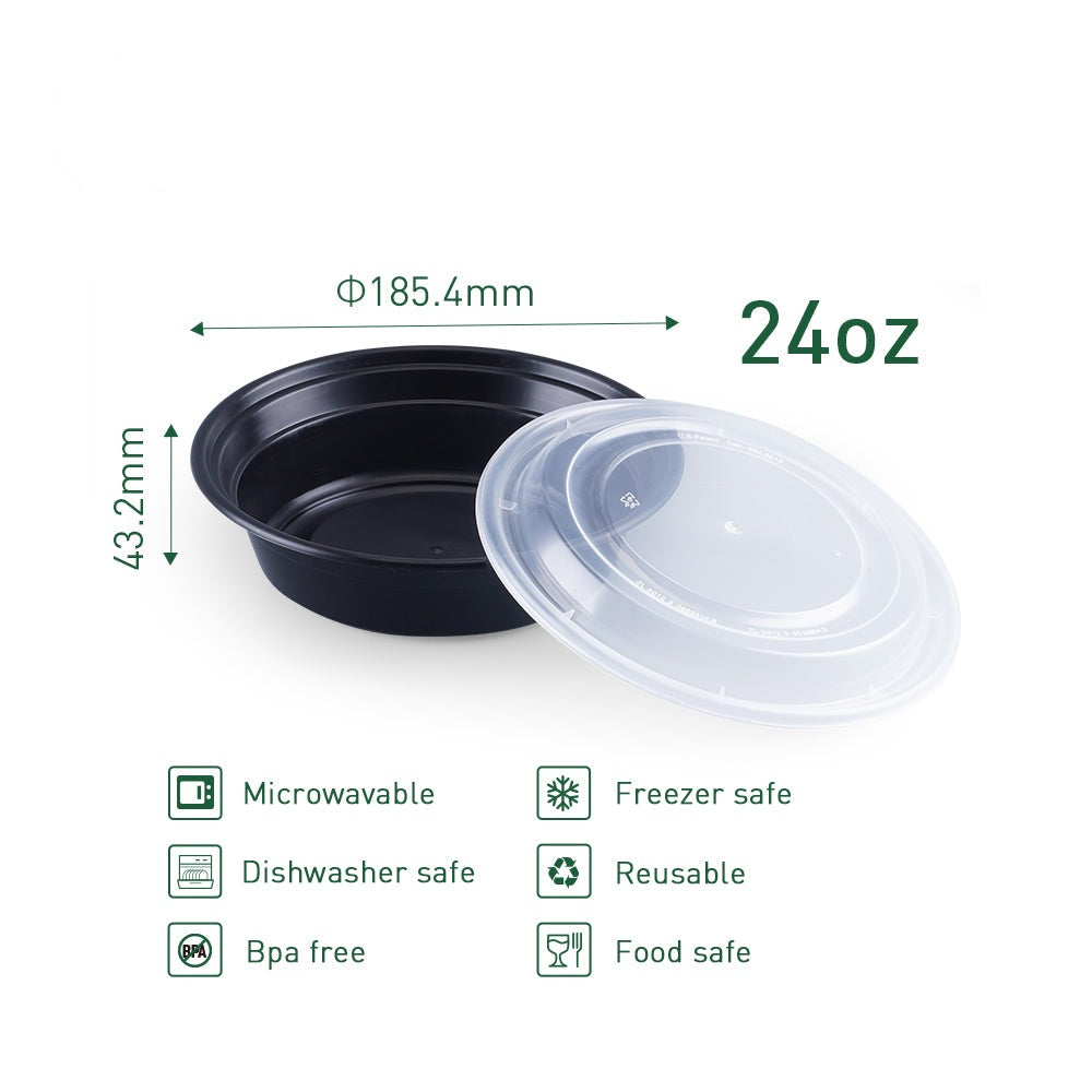 24 oz Round Microwavable Heavy Weight Container with Lid - 150/Case