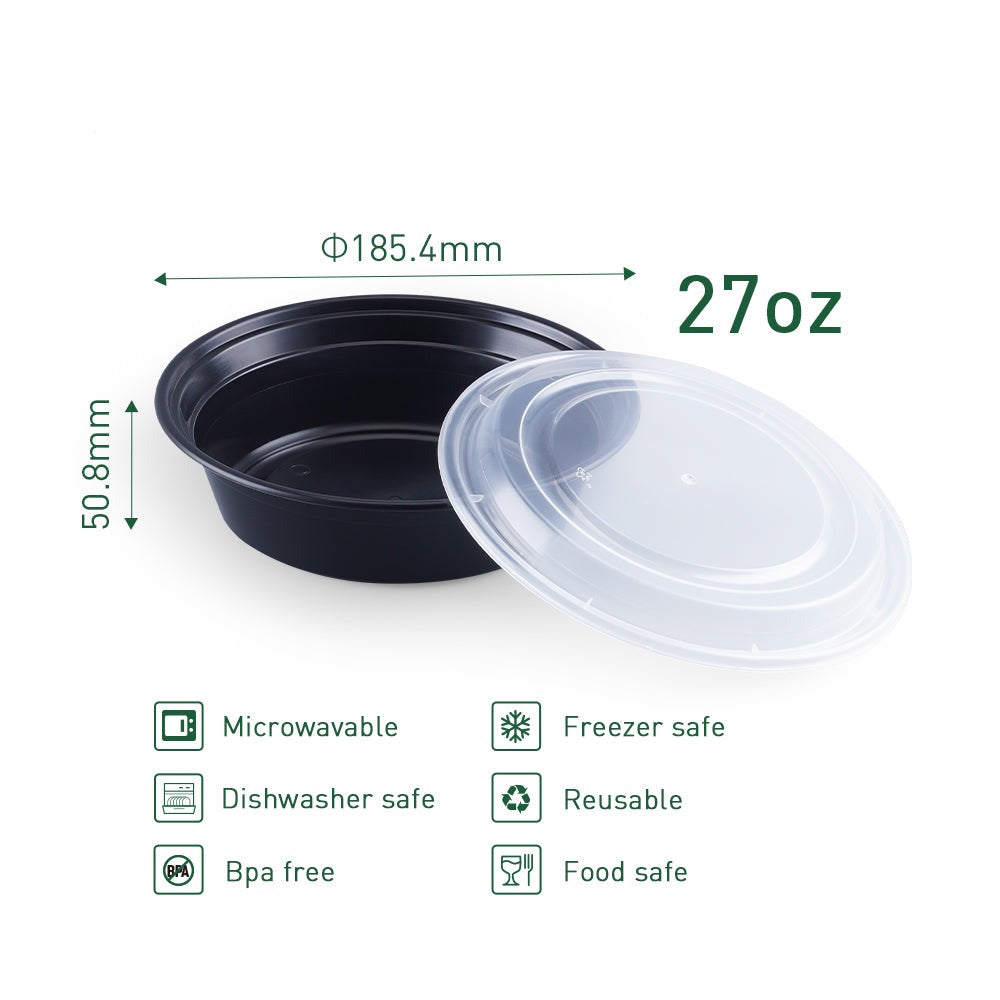 28 oz Round Microwavable Heavy Weight Container with Lid - 150/Case