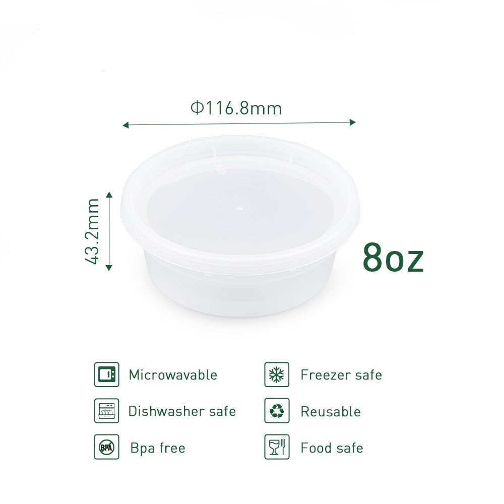 8 oz. Soup Cup /Microwavable Translucent Plastic Deli Container and Lid Combo Pack - 240/Case