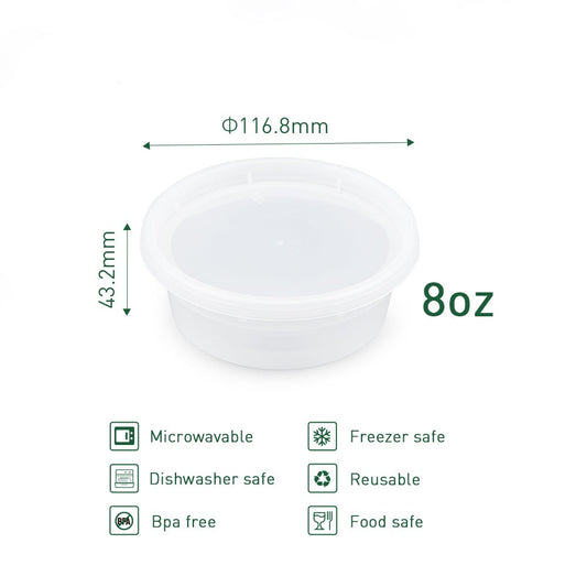 8 oz. Soup Cup /Microwavable Translucent Plastic Deli Container and Lid Combo Pack - 240/Case