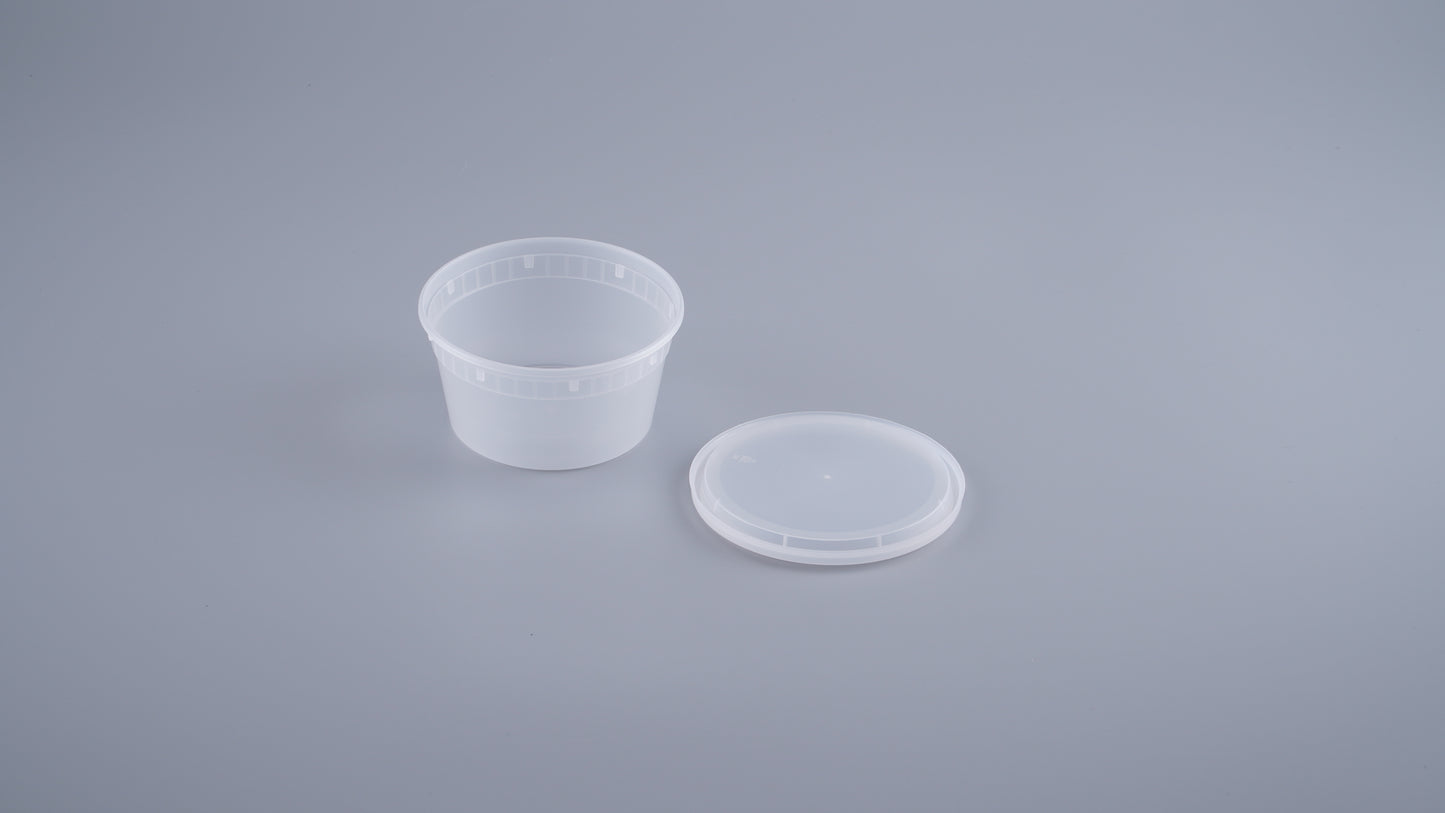 12 oz. Soup Cup /Microwavable Translucent Plastic Deli Container and Lid Combo Pack