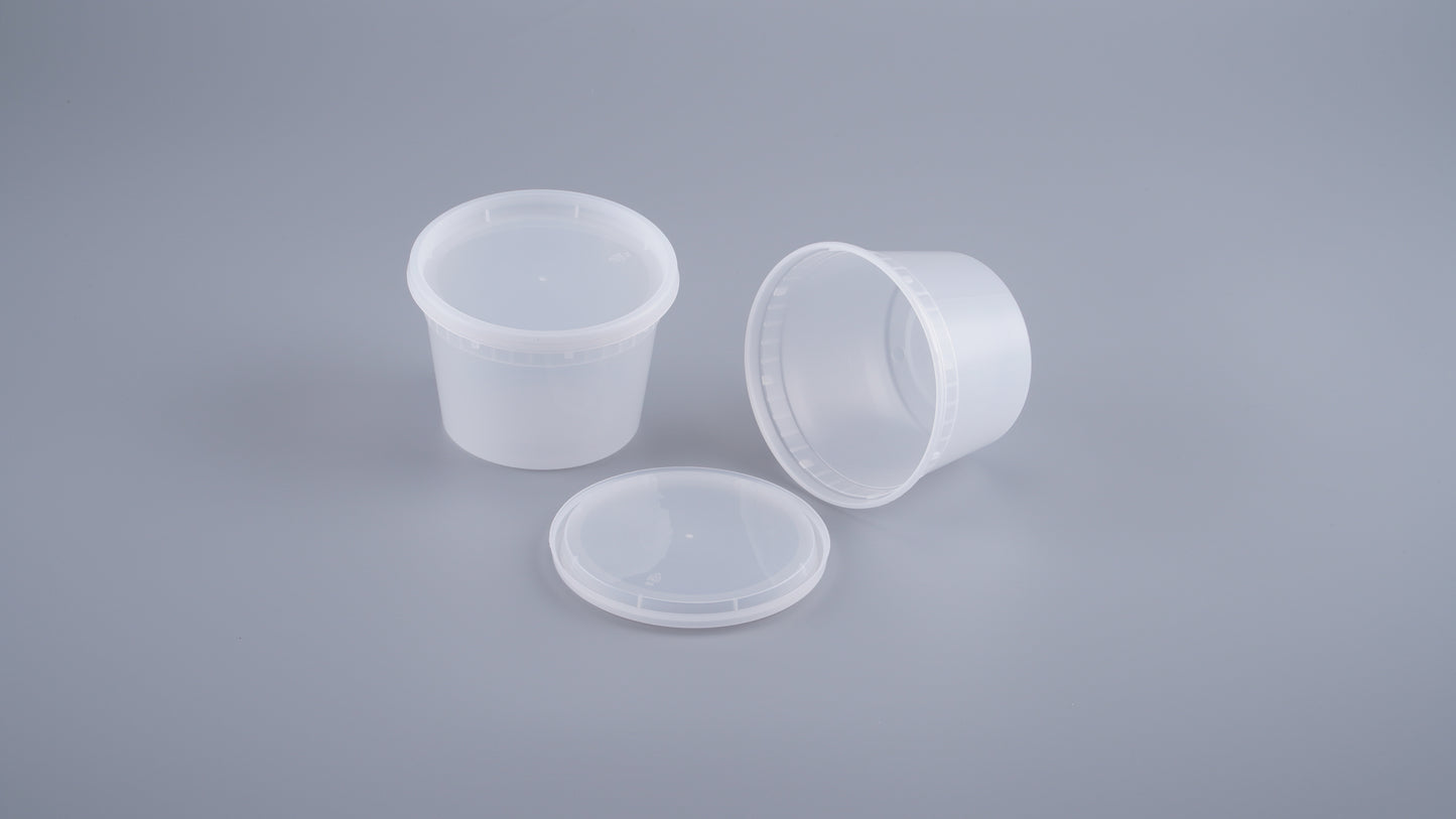 16 oz Soup Cup Microwavable Translucent Plastic Deli Container and Lid Combo Pack - 240/Case