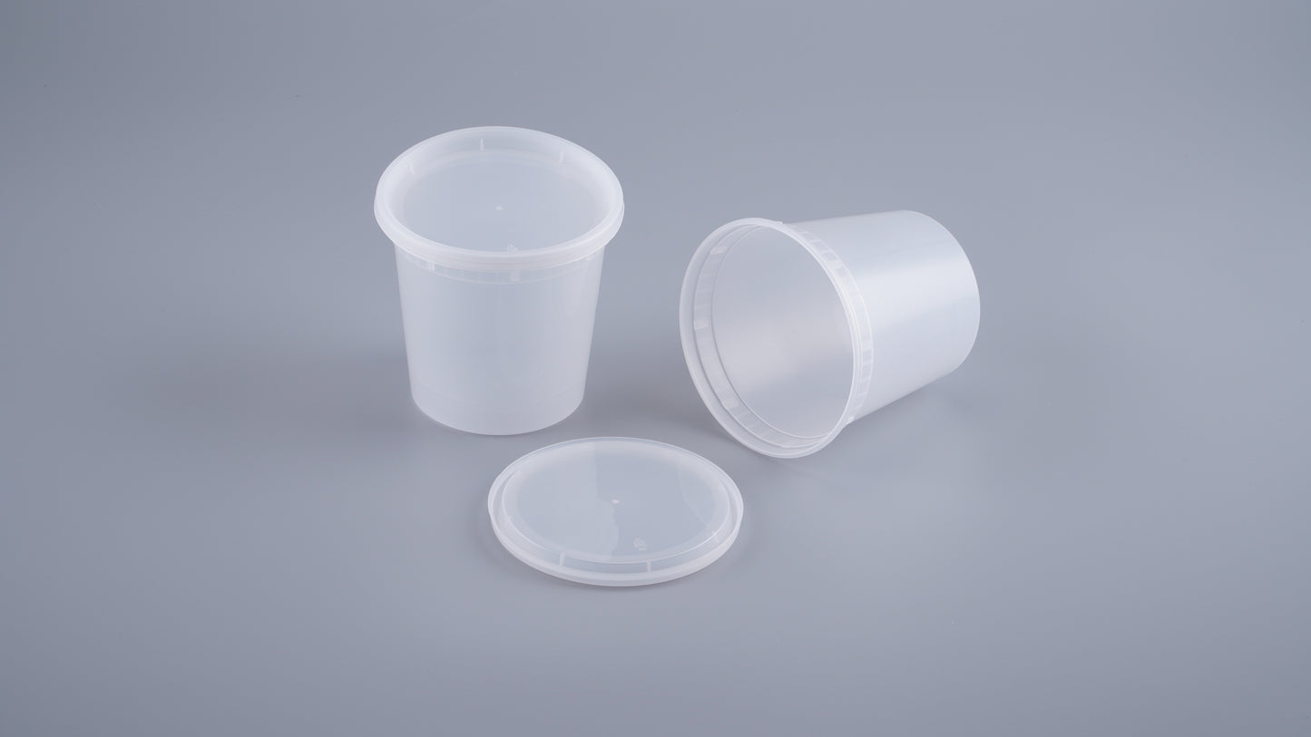 24 oz. Soup Cup /Microwavable Translucent Plastic Deli Container and Lid Combo Pack - 240/Case