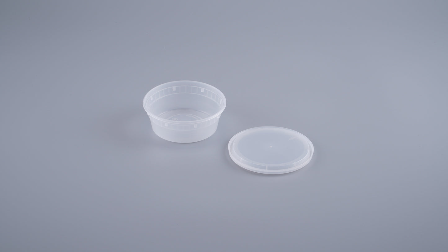 8 oz. Soup Cup /Microwavable Translucent Plastic Deli Container and Lid Combo Pack - 240/Case