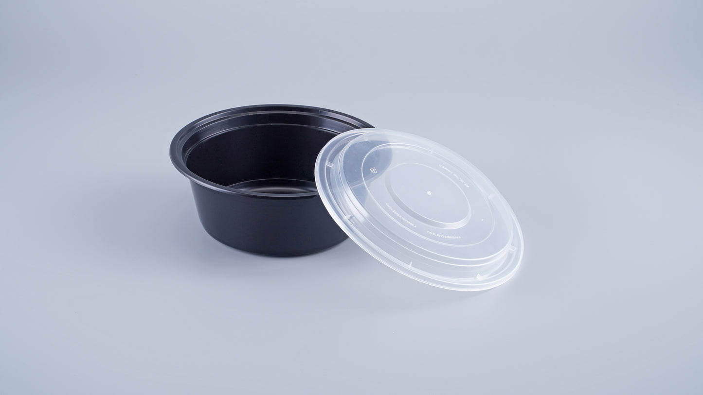 40 oz Round Microwavable Heavy Weight Container with Lid - 150/Case