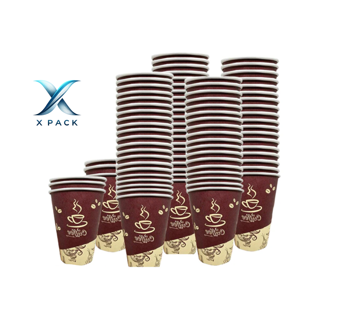 X pack 12 oz. Flower Printed Paper Hot Cup - 1000 set