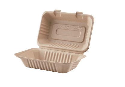 Xpack Eco-Friendly Compostable Clamshell Takeout Containers,Sugarcane Fibers (9x6x1Pack of 200)– Durable, Biodegradable