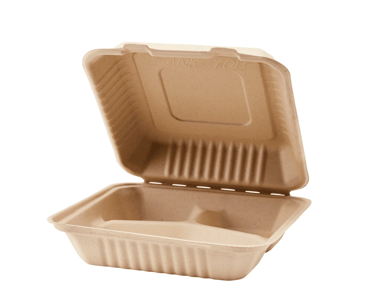 Xpack Eco-Friendly Compostable Clamshell Takeout Containers,Sugarcane Fibers (9x9x3 Pack of 200)– Durable, Biodegradable