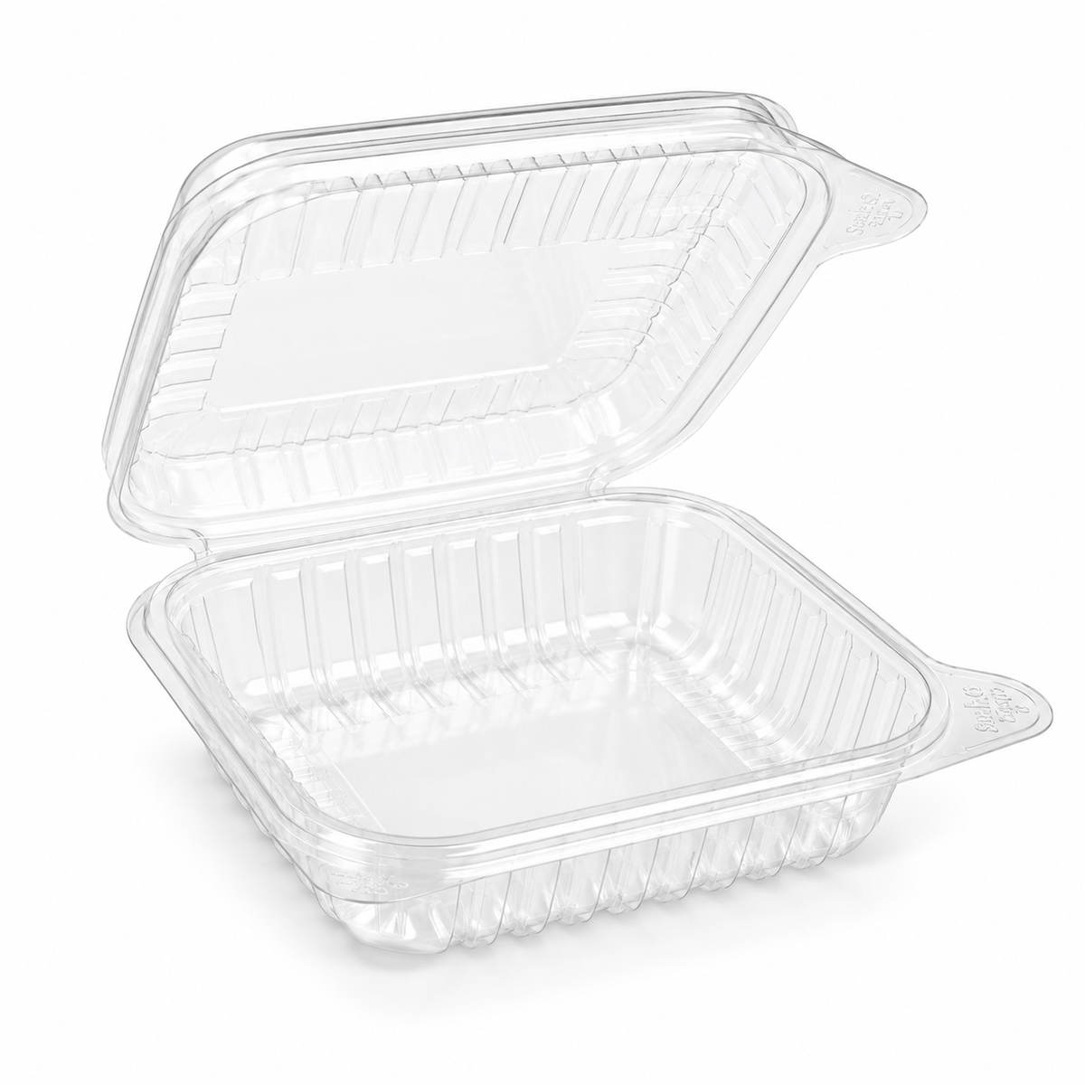 Clear PET Hinged Container — 9 in — representative product photo